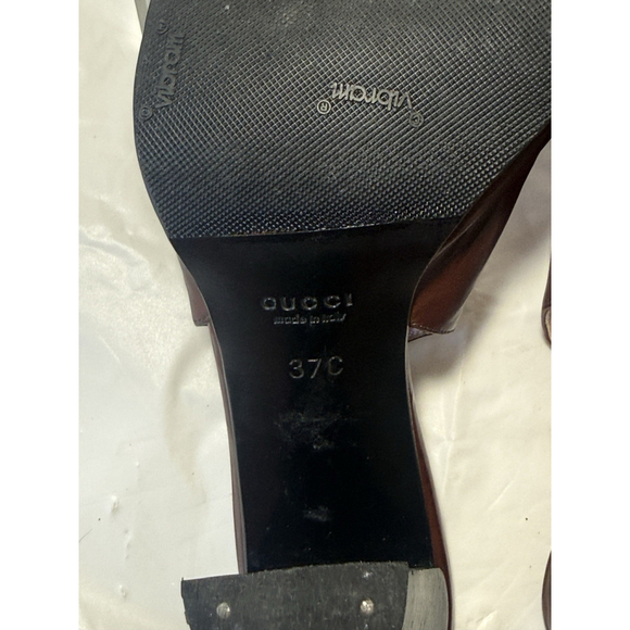 GUCCI Slingback Heels Closed Toe Brown Leather Shoes Sandals US 7 EU 37 C - Picture 7 of 16